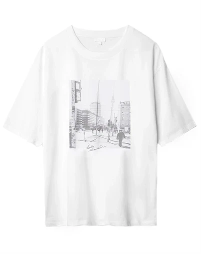 Lala Berlin - Berlin Cotton Photo Print T-Shirt - White